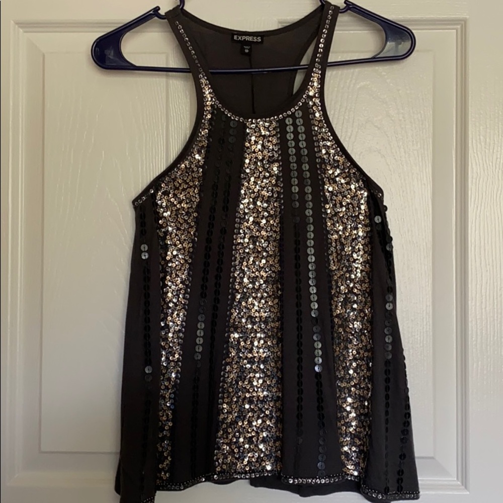 Express sleeveless T-shirt with sequins